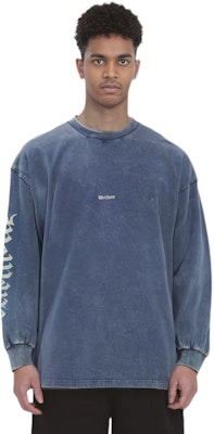 WE11DONE SS24 哥德印花洗色長袖T恤 紫色 男女款 WD-TT0-24-714-U-PP Shop WE11DONE SS24 哥德印花洗色長袖T恤 紫色 男女款 WD-TT0-24-714-U-PP