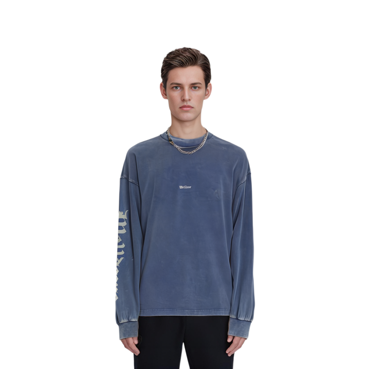 Details for WE11DONE SS24 哥德印花洗色長袖T恤 紫色 男女款 WD-TT0-24-714-U-PP