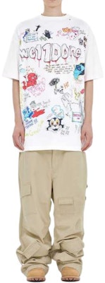 WE11DONE SS24 塗鴉Logo印花男女款白色圓領T恤 WD-TT1-24-729-U-WH Shop WE11DONE SS24 塗鴉Logo印花男女款白色圓領T恤 WD-TT1-24-729-U-WH