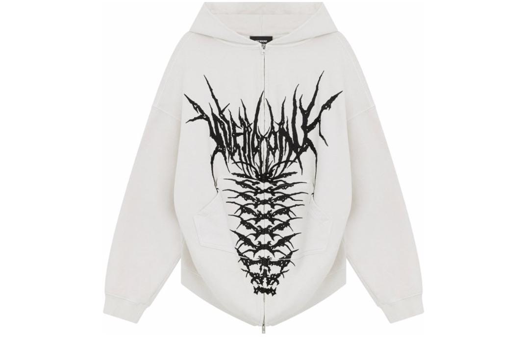 WE11DONE SS24 Graphic Print Zip Hoodie Unisex Off-White WD-TJ1-24-887-U-WH