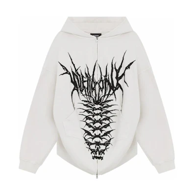 WE11DONE SS24 Graphic Print Zip Hoodie Unisex Off-White WD-TJ1-24-887-U-WH