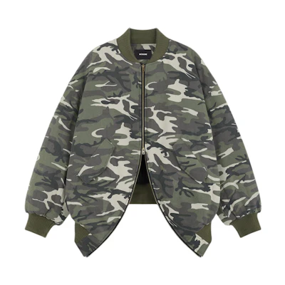 WE11DONE SS24 Green Camo Zip-Up Long Sleeve Jacket WD-JP0-24-049-M-BG