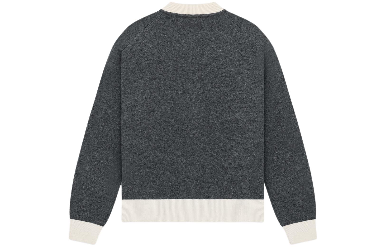 WE11DONE SS24 Grey Jacquard W-Logo Baseball Knit Jacket Unisex WD-KJ0-24-626-U-GY 圖 3