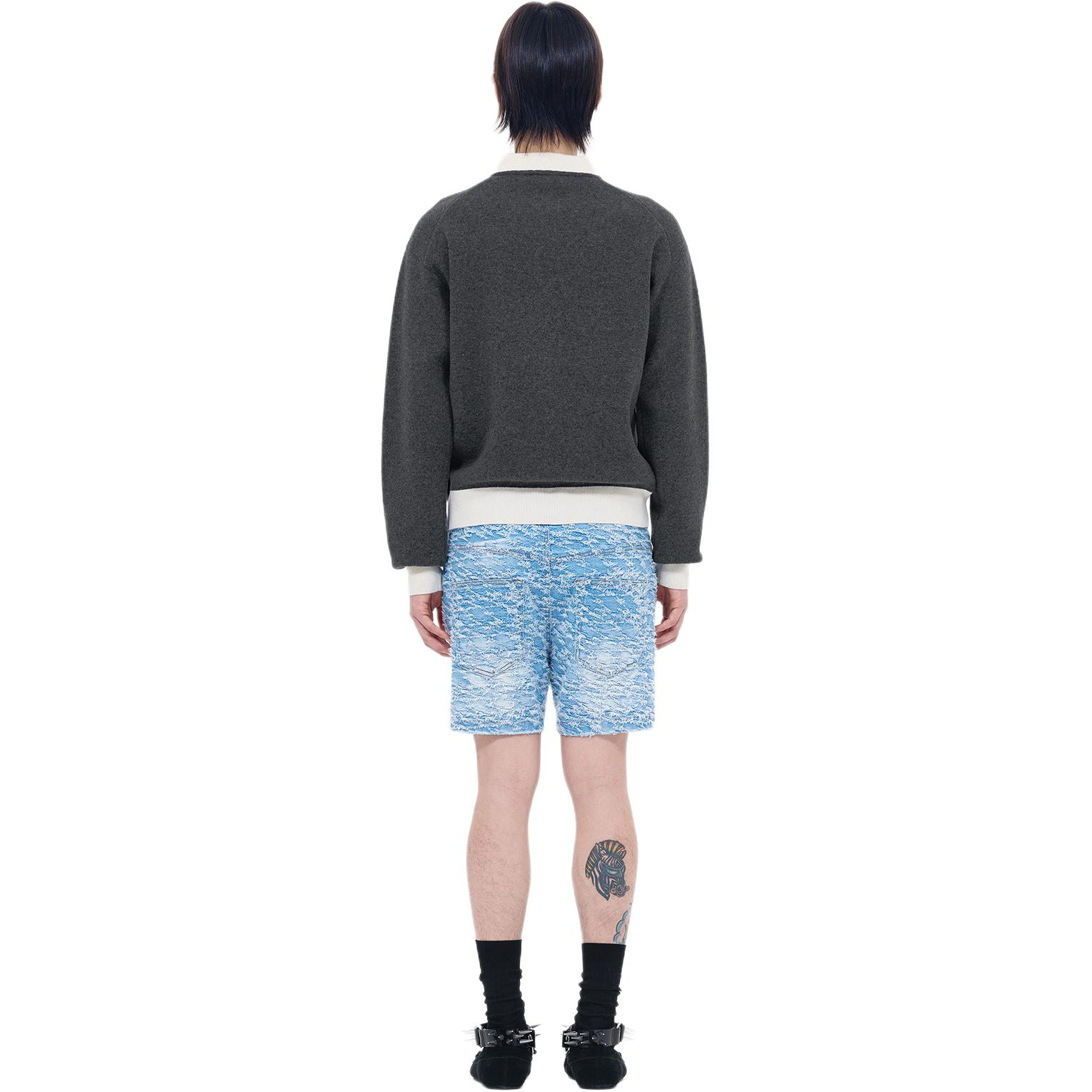 WE11DONE SS24 Grey Jacquard W-Logo Baseball Knit Jacket Unisex WD-KJ0-24-626-U-GY 圖 5