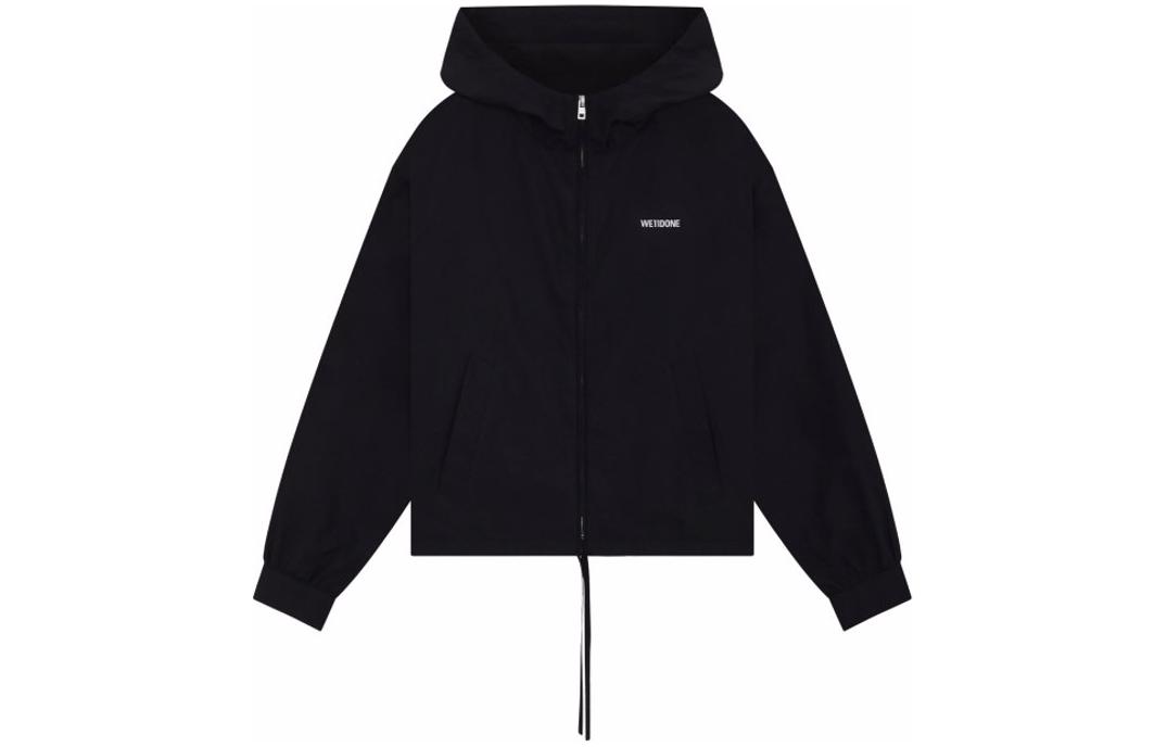 WE11DONE SS24 Letter Printed Zip-Up Long Sleeve Jacket Unisex Black WD-JP1-24-077-U-BK