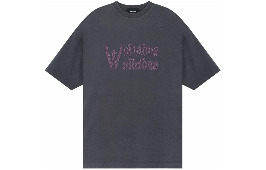 Order WE11DONE SS24 灰色水鑽標誌短袖T恤 中性款 WD-TT1-24-714-U-DG