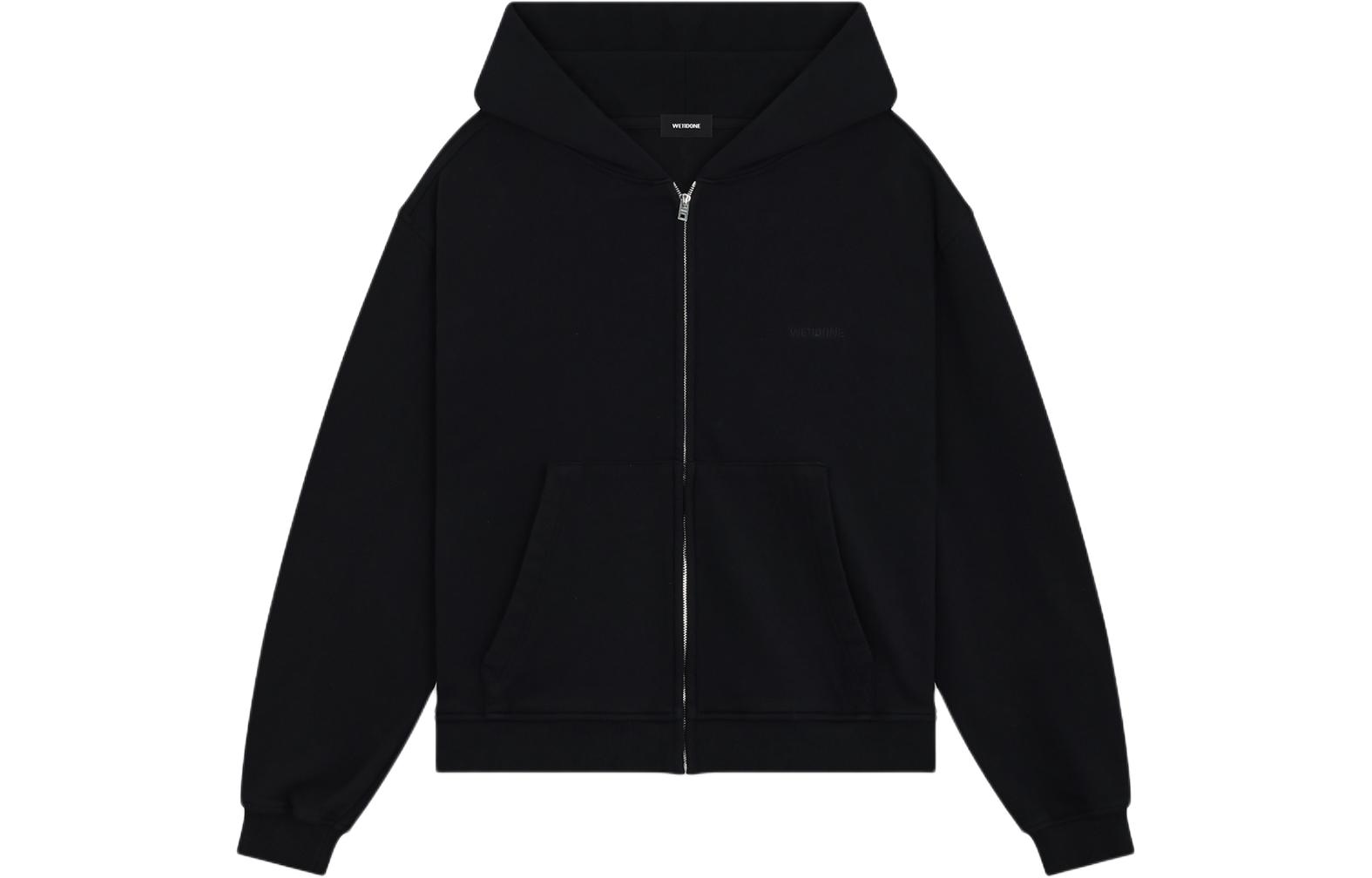 WE11DONE SS24 Logo Zip Hoodie Unisex Black WD-TJ0-24-785-U-BK