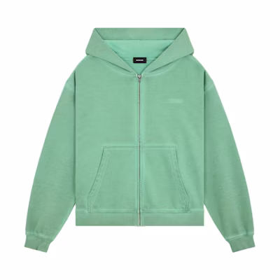 WE11DONE SS24 Logo Zip Hoodie Washed Green Unisex WD-TJ0-24-785-U-MT