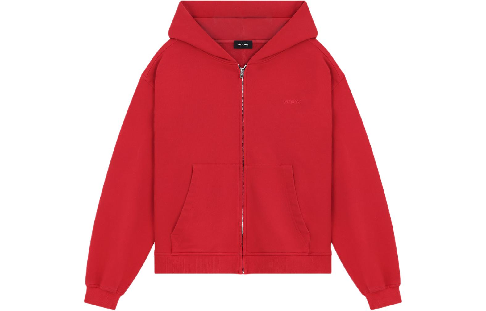WE11DONE SS24 Logo Zip Hoodie Washed Red Unisex WD-TJ0-24-785-U-RD