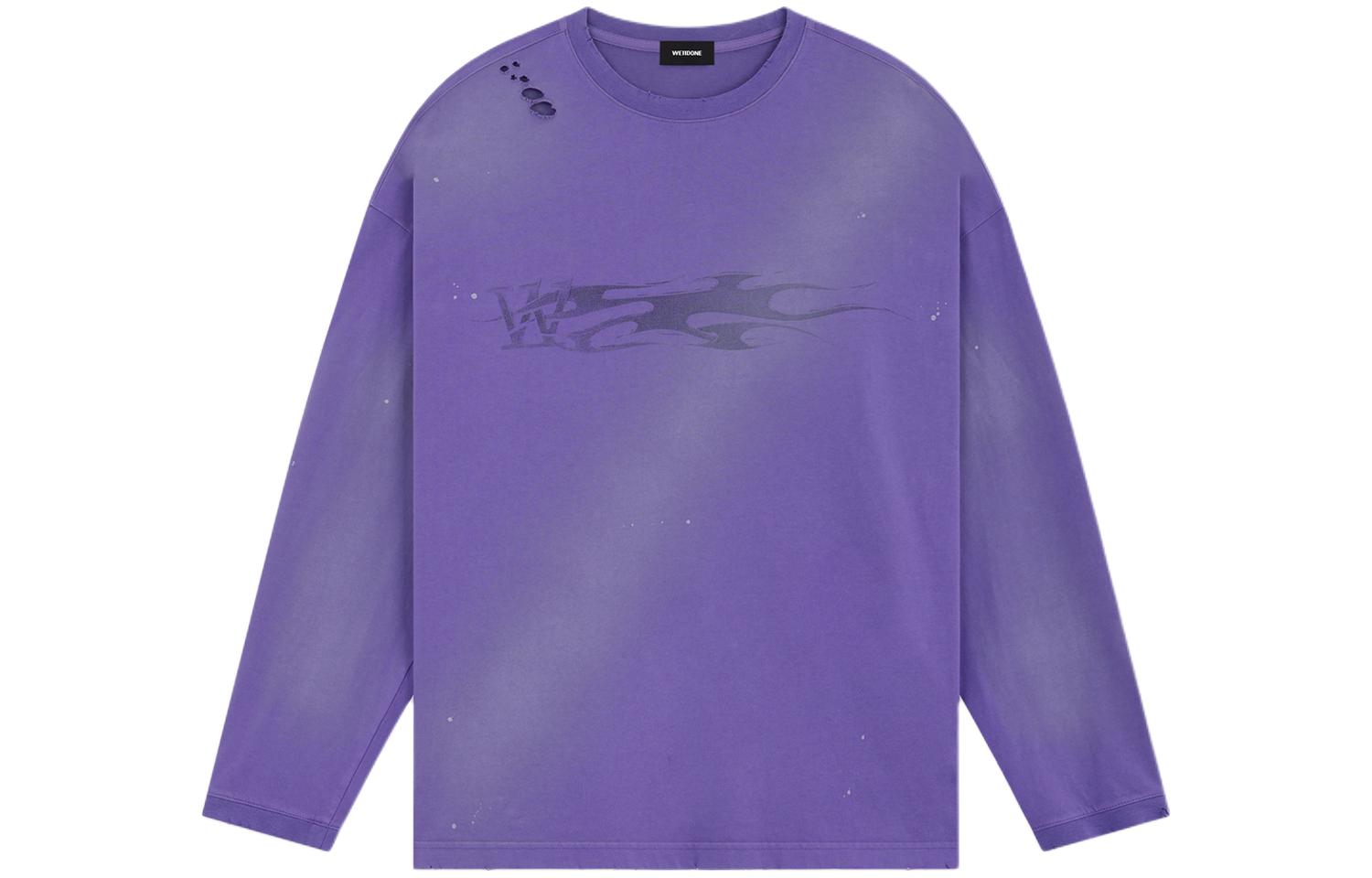 WE11DONE SS24 Metallic Print Distressed Splatter Oversized Long Sleeve Tee Purple WD-TT0-24-754-U-PP 圖 2