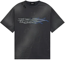 Order WE11DONE SS24 金屬洗滌感寬鬆版男女同款圓領T恤 深灰色 WD-TT0-24-751-U-CH