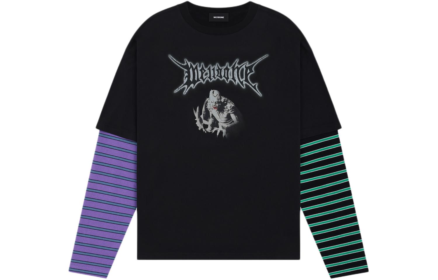 WE11DONE SS24 Monster Graphic Logo Long Sleeve T-Shirt Unisex - Black. WD-TT0-24-877-U-BK