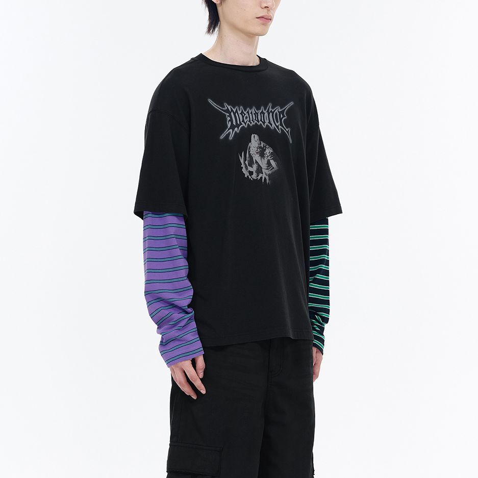 Details for WE11DONE SS24 怪兽印花标志长袖T恤 男女同款 - 黑色 WD-TT0-24-877-U-BK