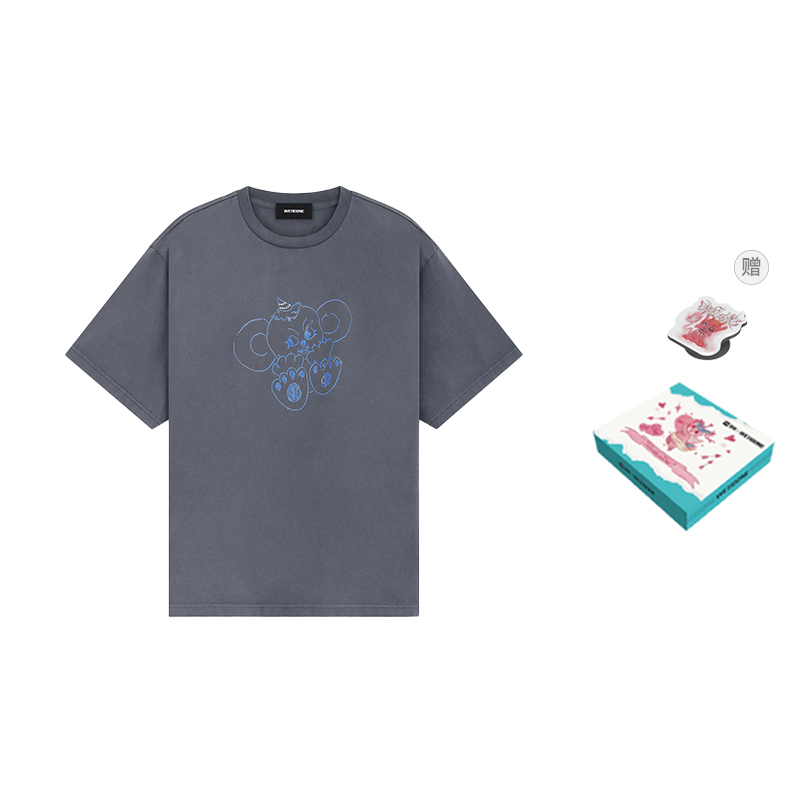 WE11DONE SS24 Monster Graphic Unisex T-Shirt in Charcoal Grey. WD-TT2-24-790-U-CH