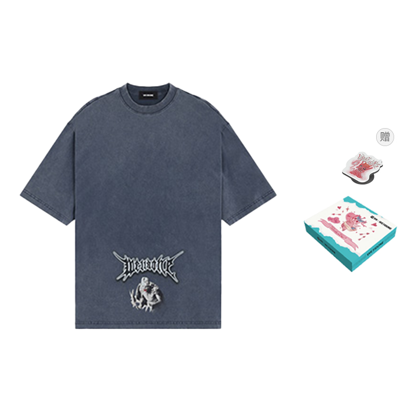 WE11DONE SS24 Monster Letter Print Unisex Grey T-Shirt Short Sleeve. WD-TT0-24-720-U-NV