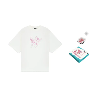 WE11DONE SS24 Monster Print Distressed Unisex T-Shirt Cream White WD-TT2-24-771-U-IV