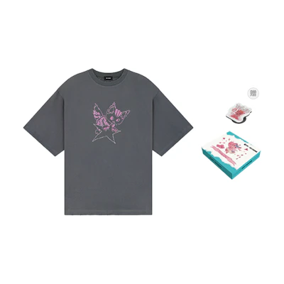 WE11DONE SS24 Monster Print Vintage Unisex T-Shirt Charcoal Grey. WD-TT2-24-771-U-CH