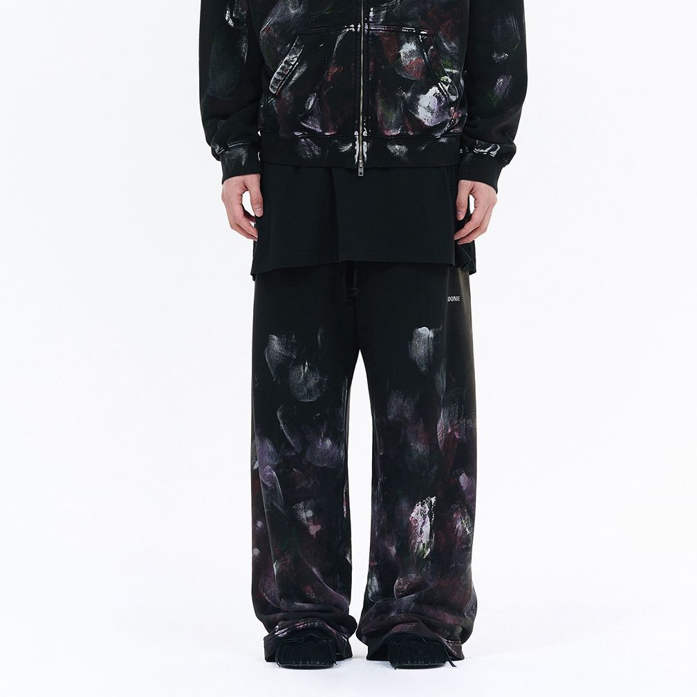 Shop WE11DONE SS24 多彩中腰直筒針織運動長褲 男女款 黑色 WD-TA0-24-778-U-BK