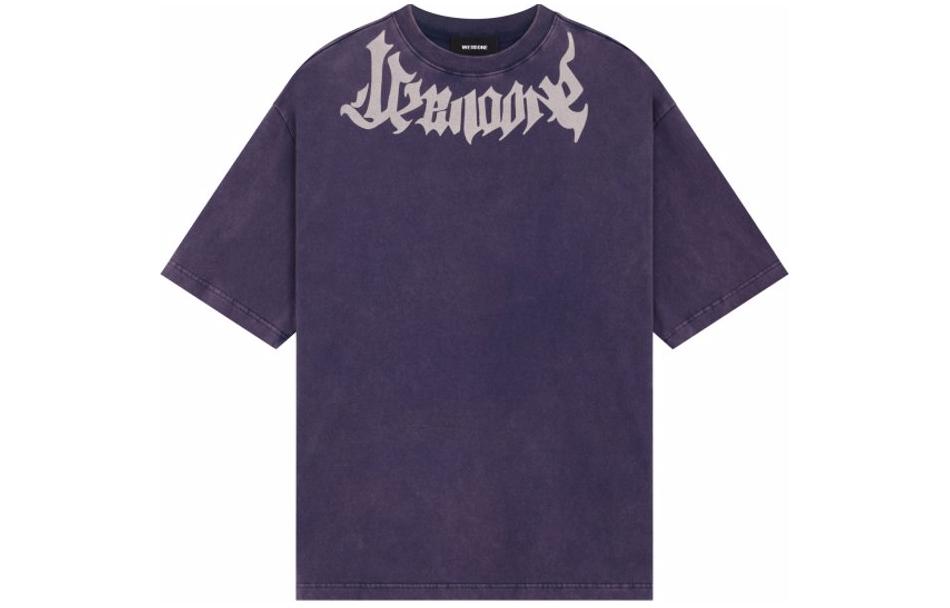 WE11DONE SS24 Navy Blue Unisex Letter Print Washed Short Sleeve T-Shirt WD-TT1-24-760-U-NV