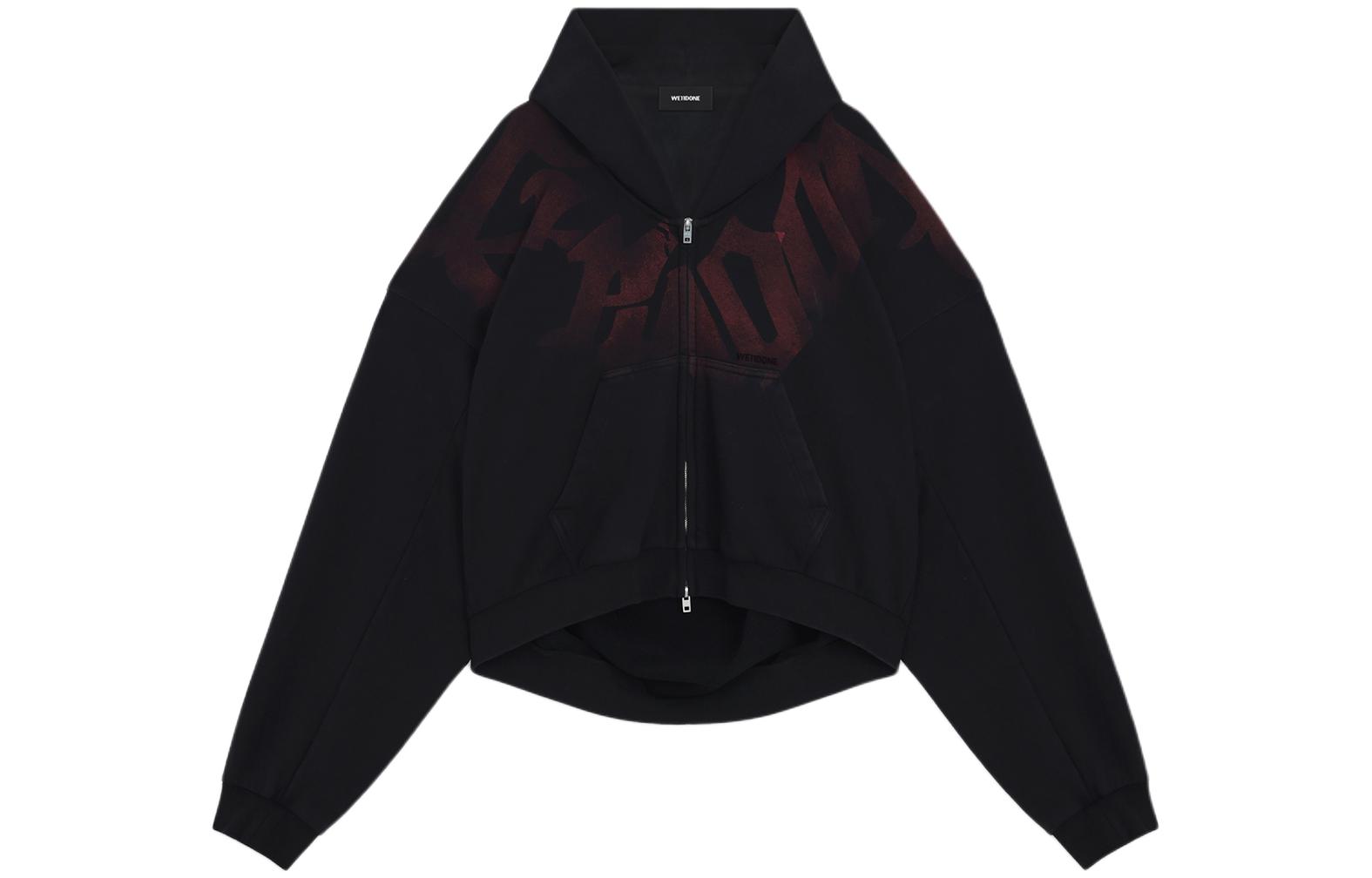 WE11DONE SS24 Oversized Asymmetric Hem Hoodie Unisex Black WD-TJ1-24-886-U-BK