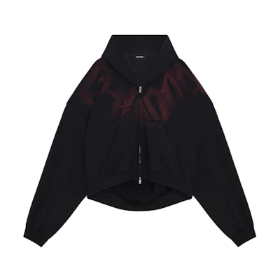 WE11DONE SS24 Oversized Asymmetric Hem Hoodie Unisex Black WD-TJ1-24-886-U-BK