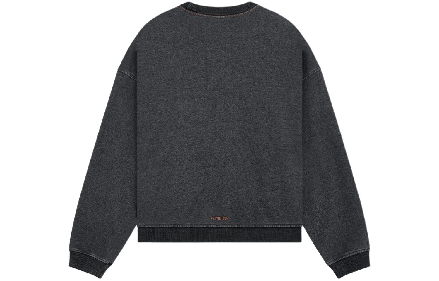 Lookbook WE11DONE SS24 黑色寬鬆Logo長袖圓領男女款運動衫。 WD-TS0-24-788-U-BK