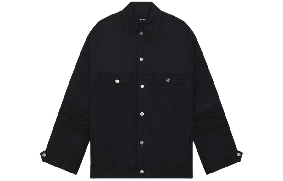 WE11DONE SS24 Oversized Distressed Denim Jacket Unisex Black WD-DJ0-24-326-U-BK