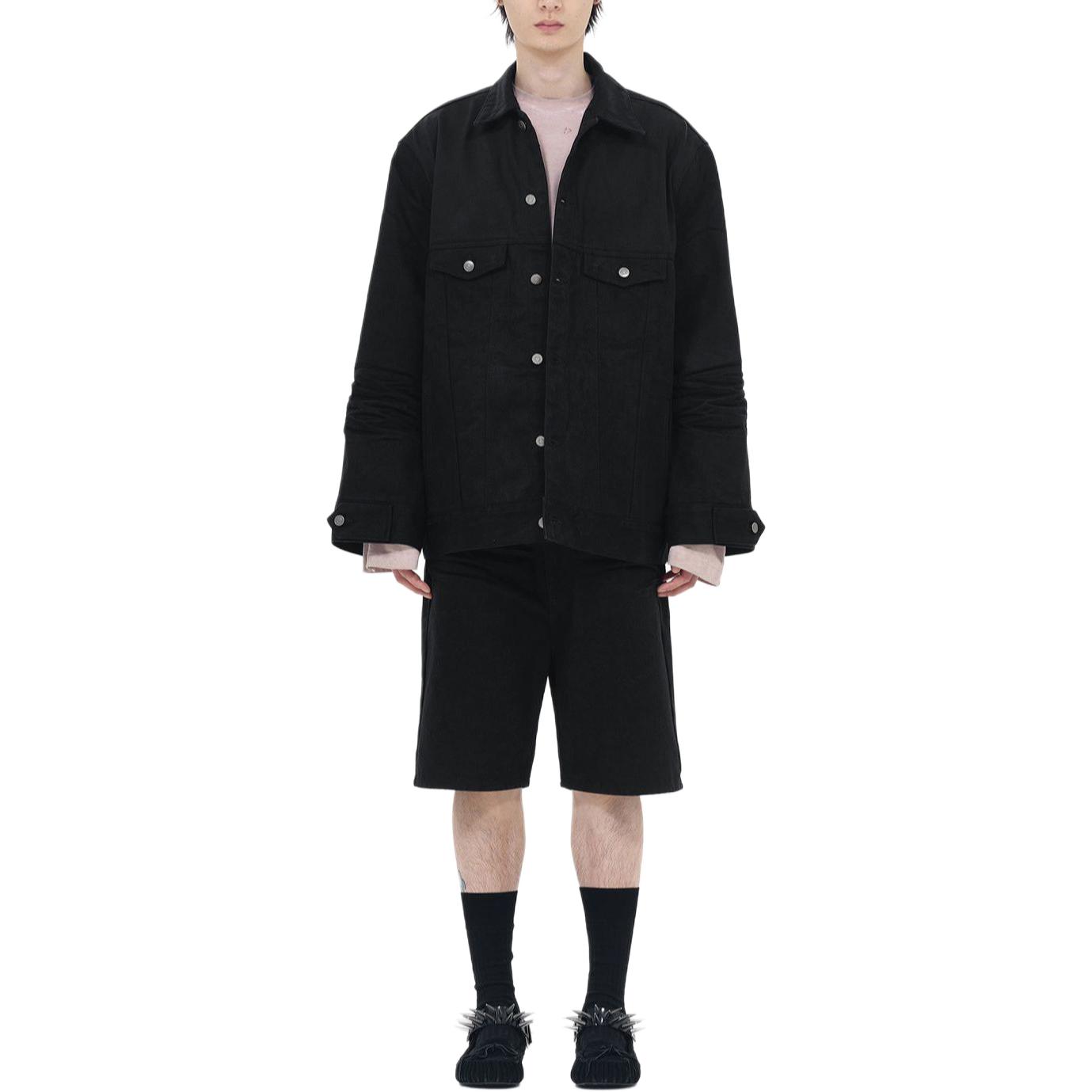 Shop WE11DONE SS24 寬鬆做舊牛仔外套 男女同款 黑色 WD-DJ0-24-326-U-BK