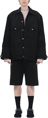 WE11DONE SS24 寬鬆做舊牛仔外套 男女同款 黑色 WD-DJ0-24-326-U-BK Shop WE11DONE SS24 寬鬆做舊牛仔外套 男女同款 黑色 WD-DJ0-24-326-U-BK