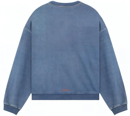 WE11DONE SS24 Oversized Logo Crewneck Long Sleeve Sweatshirt Unisex Blue. WD-TS0-24-788-U-BL Lookbook WE11DONE SS24 Oversized Logo Crewneck Long Sleeve Sweatshirt Unisex Blue. WD-TS0-24-788-U-BL