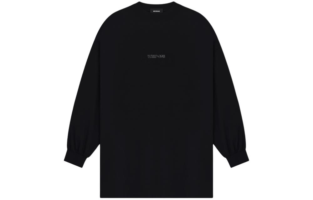 WE11DONE SS24 Oversized Rhinestone Logo Long Sleeve T-Shirt Unisex Black WD-TT0-24-811-U-BK