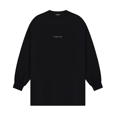 WE11DONE SS24 Oversized Rhinestone Logo Long Sleeve T-Shirt Unisex Black WD-TT0-24-811-U-BK