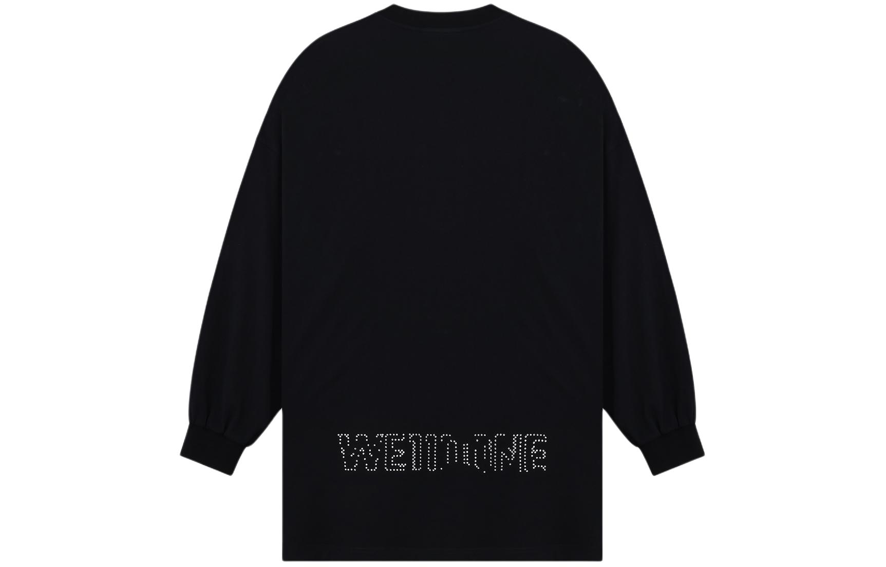 Lookbook WE11DONE SS24 寬鬆版水鑽標誌長袖T恤 中性 黑色 WD-TT0-24-811-U-BK