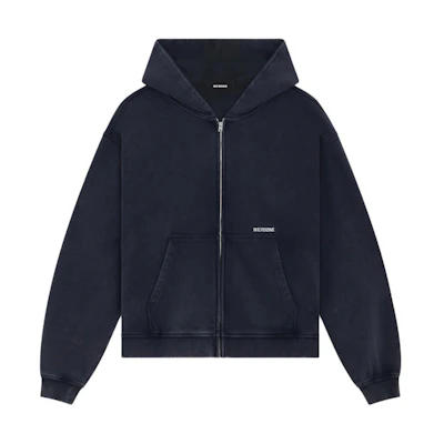 WE11DONE SS24 Oversized Zip-Up Hoodie Navy Blue Unisex WD-TJ1-24-847-U-NV