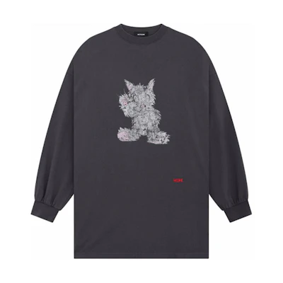 WE11DONE SS24 Patterned Print Comfortable Crewneck Long Sleeve Unisex T-Shirt Grey WD-TT1-24-715-U-DG