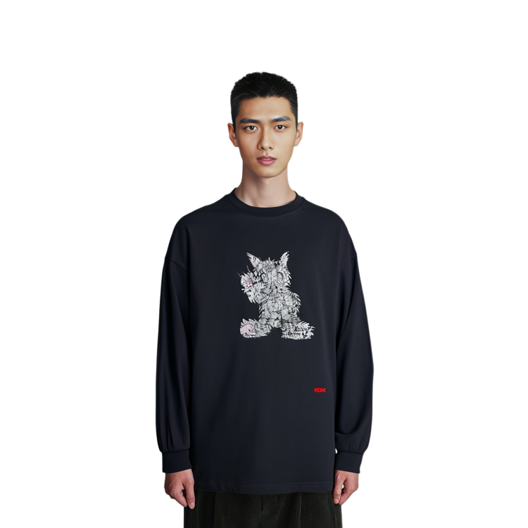 WE11DONE SS24 Patterned Print Comfortable Crewneck Long Sleeve Unisex T-Shirt Grey WD-TT1-24-715-U-DG 圖 3