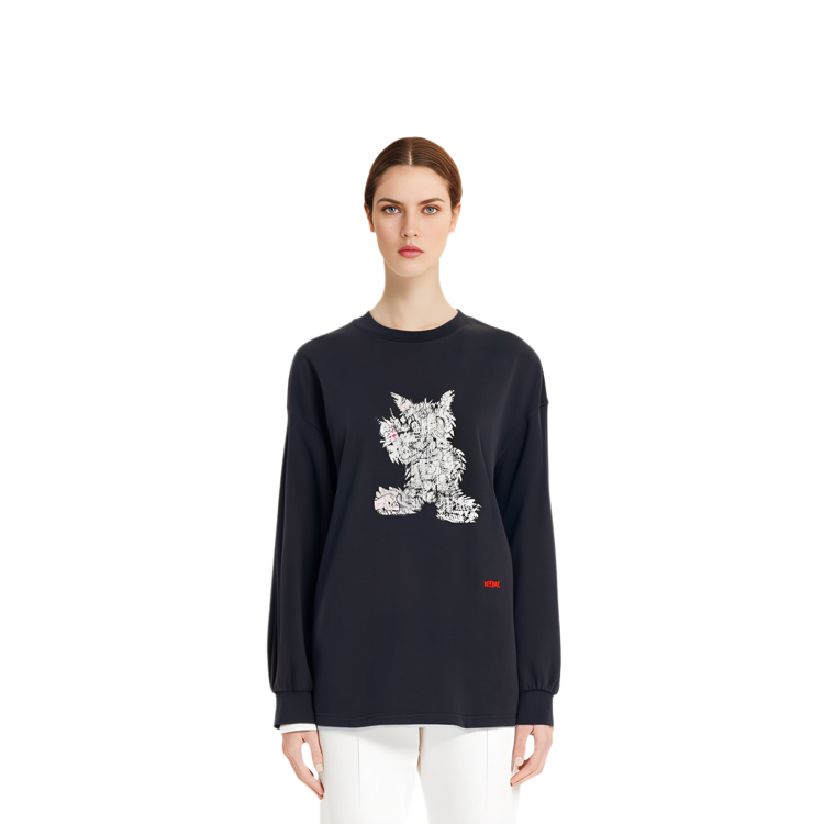 WE11DONE SS24 Patterned Print Comfortable Crewneck Long Sleeve Unisex T-Shirt Grey WD-TT1-24-715-U-DG 圖 6