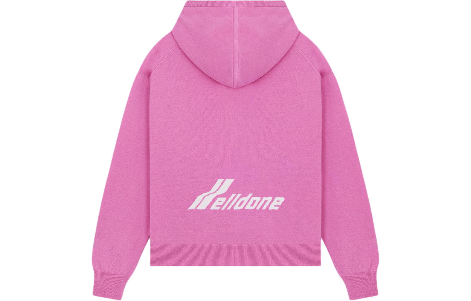WE11DONE SS24 Pink Knit Hoodie with Classic Back Logo Unisex Sweater. WD-KT0-24-608-U-PK 圖 3