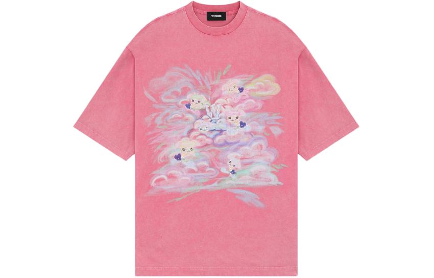 WE11DONE SS24 Pink Washed Vintage Bunny Graphic Oversized Unisex T-Shirt. WD-TT0-24-729-U-PK 圖 2
