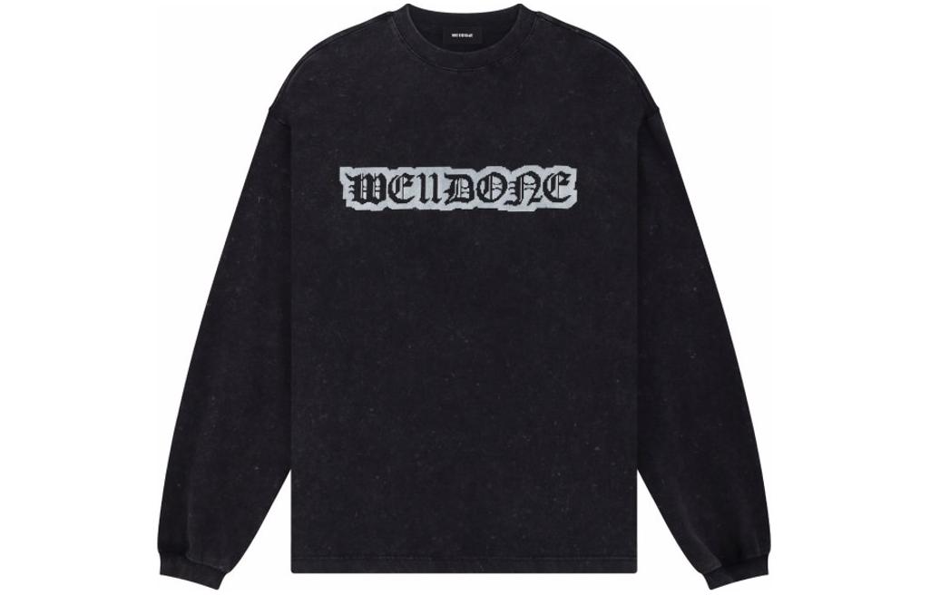 WE11DONE SS24 Pixel Print Washed Long Sleeve Unisex T-Shirt Black. WD-TT1-24-799-U-BK