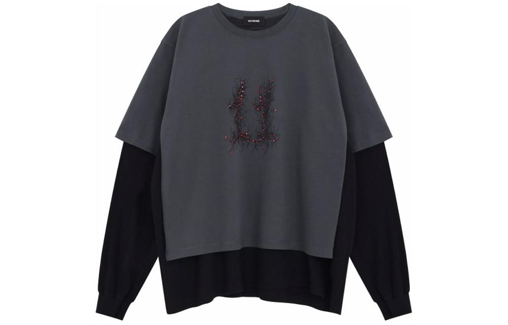 Order WE11DONE SS24 印花層次設計長袖圓領T恤 男女款 灰色 WD-TT1-24-850-U-GY