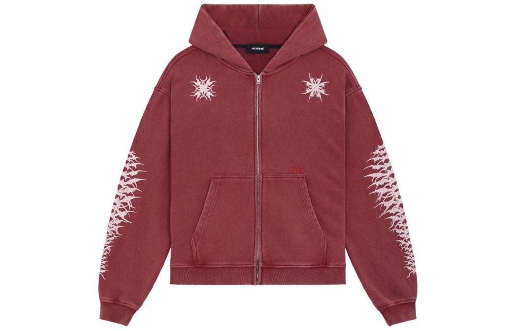 WE11DONE SS24 Red Nail Print Zip-Up Hoodie Jacket Unisex WD-TJ1-24-848-U-WN