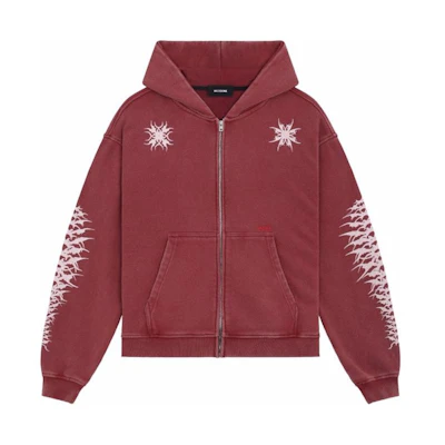 WE11DONE SS24 Red Nail Print Zip-Up Hoodie Jacket Unisex WD-TJ1-24-848-U-WN
