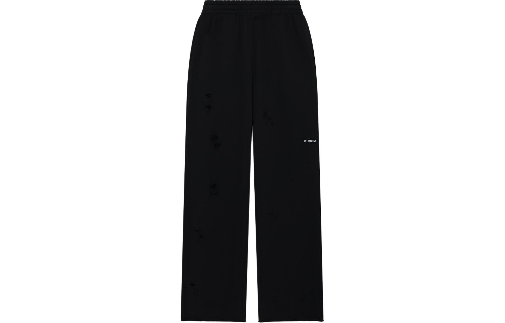 WE11DONE SS24 Relaxed Distressed Logo Knit Sweatpants Unisex Black WD-TA1-24-812-U-BK