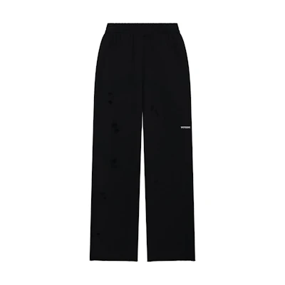 WE11DONE SS24 Relaxed Distressed Logo Knit Sweatpants Unisex Black WD-TA1-24-812-U-BK