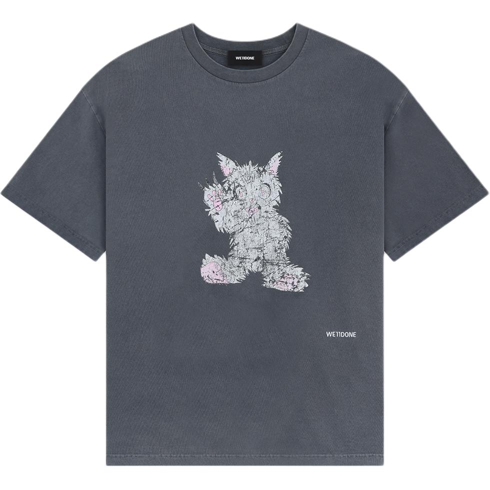 WE11DONE SS24 Unisex Animal Print Crewneck T-Shirt Carbon Gray WD-TT1-24-765-U-CH