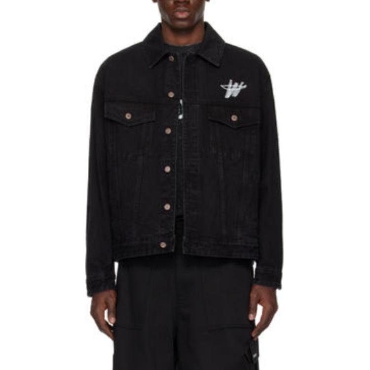 WE11DONE SS24 Unisex Black Denim Jacket with Colorblock Logo Print. WD-DJ1-24-372-U-BK 圖 3