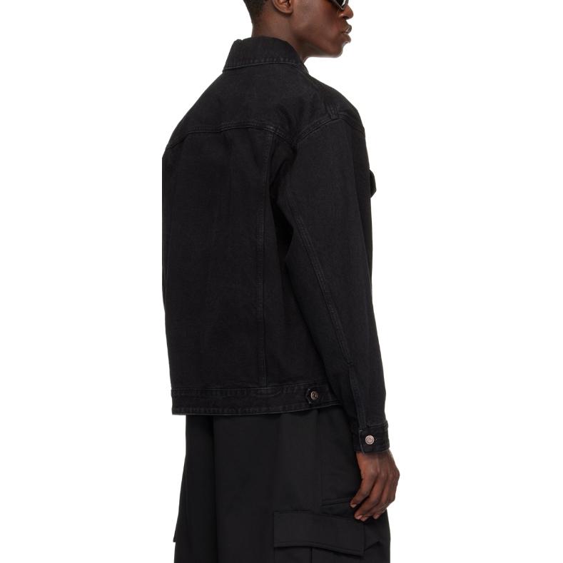 WE11DONE SS24 Unisex Black Denim Jacket with Colorblock Logo Print. WD-DJ1-24-372-U-BK 圖 4