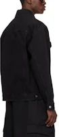 Shop WE11DONE SS24 Unisex Black Denim Jacket with Colorblock Logo Print. WD-DJ1-24-372-U-BK