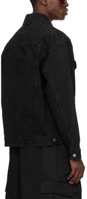WE11DONE SS24 Unisex Black Denim Jacket with Colorblock Logo Print. WD-DJ1-24-372-U-BK Shop WE11DONE SS24 Unisex Black Denim Jacket with Colorblock Logo Print. WD-DJ1-24-372-U-BK